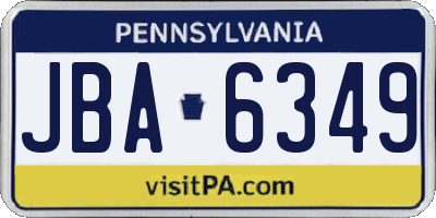 PA license plate JBA6349