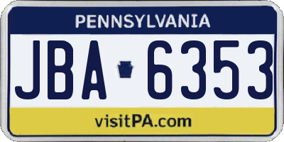 PA license plate JBA6353