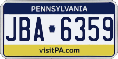 PA license plate JBA6359