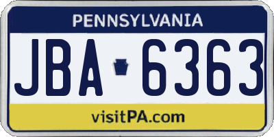 PA license plate JBA6363