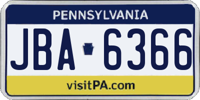 PA license plate JBA6366