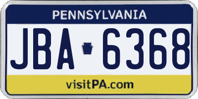 PA license plate JBA6368