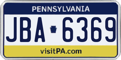 PA license plate JBA6369