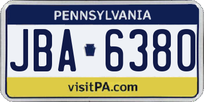 PA license plate JBA6380