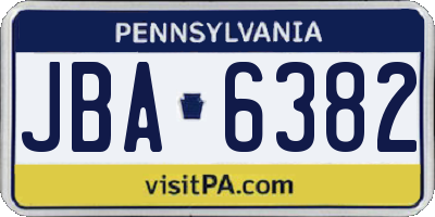 PA license plate JBA6382