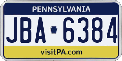 PA license plate JBA6384