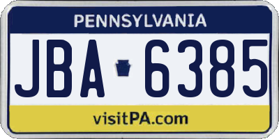PA license plate JBA6385