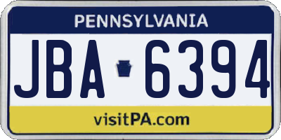 PA license plate JBA6394