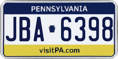 PA license plate JBA6398