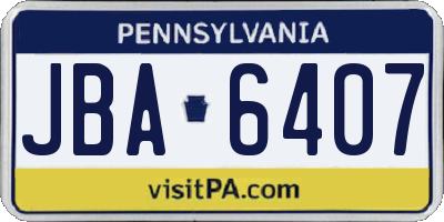 PA license plate JBA6407