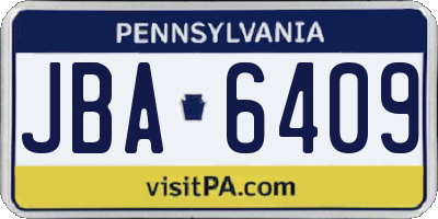 PA license plate JBA6409