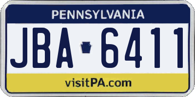 PA license plate JBA6411