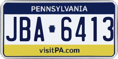PA license plate JBA6413