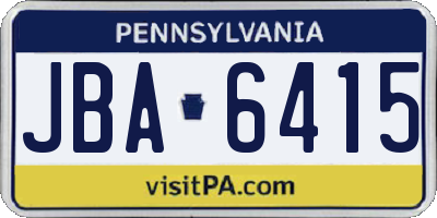 PA license plate JBA6415