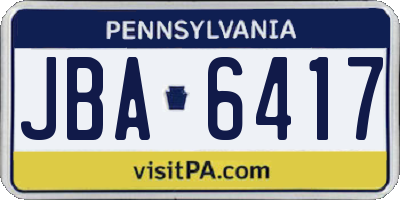 PA license plate JBA6417