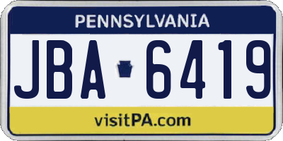 PA license plate JBA6419