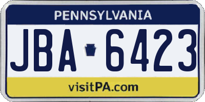 PA license plate JBA6423