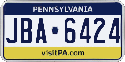 PA license plate JBA6424