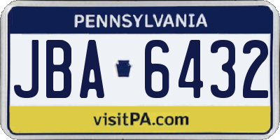 PA license plate JBA6432