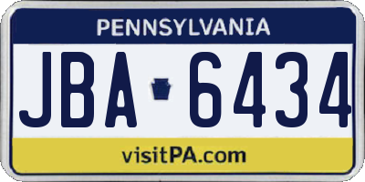 PA license plate JBA6434