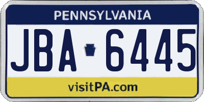 PA license plate JBA6445