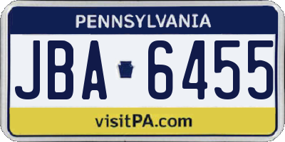 PA license plate JBA6455