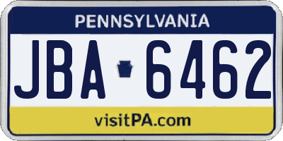 PA license plate JBA6462