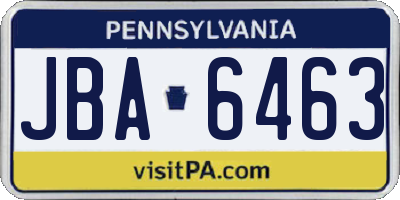 PA license plate JBA6463