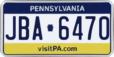 PA license plate JBA6470