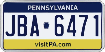PA license plate JBA6471