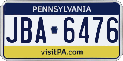 PA license plate JBA6476