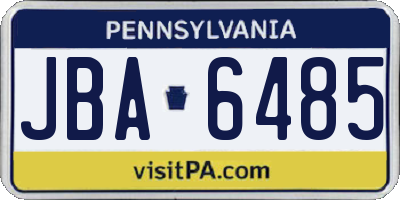 PA license plate JBA6485