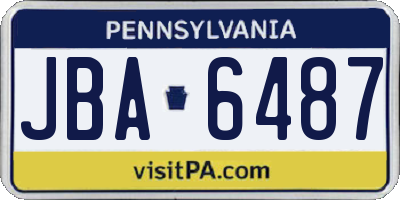 PA license plate JBA6487