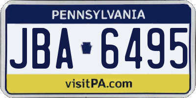 PA license plate JBA6495