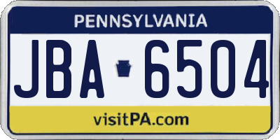 PA license plate JBA6504