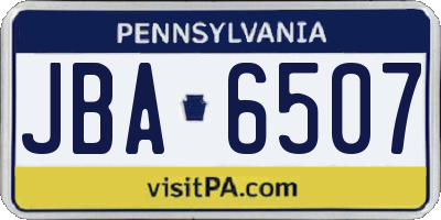 PA license plate JBA6507