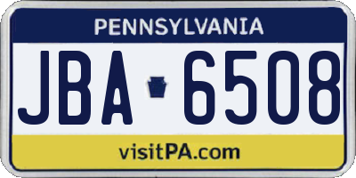 PA license plate JBA6508