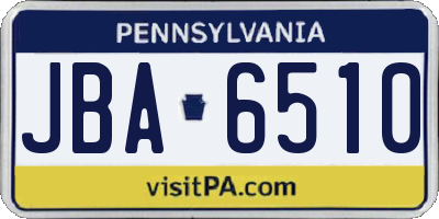 PA license plate JBA6510