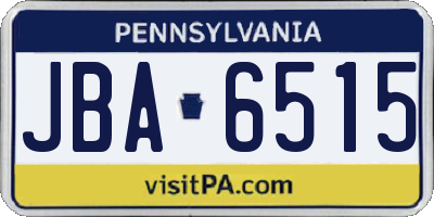 PA license plate JBA6515