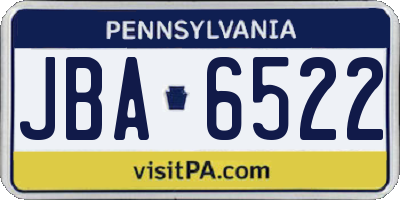 PA license plate JBA6522