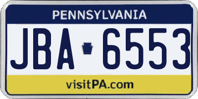 PA license plate JBA6553