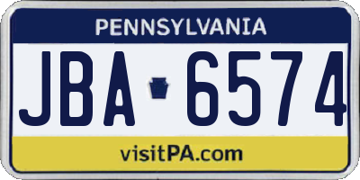 PA license plate JBA6574