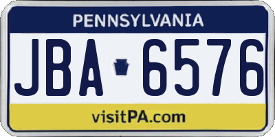 PA license plate JBA6576