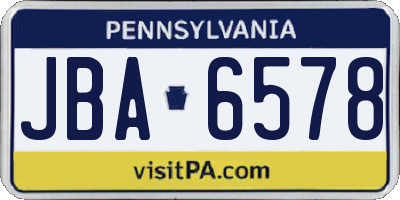 PA license plate JBA6578