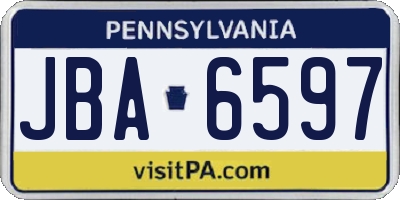 PA license plate JBA6597