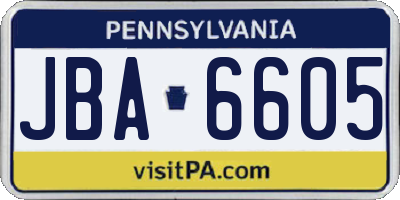 PA license plate JBA6605