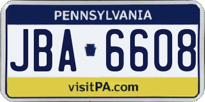 PA license plate JBA6608