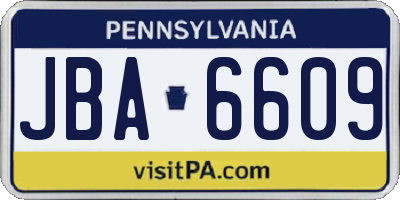 PA license plate JBA6609