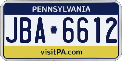 PA license plate JBA6612