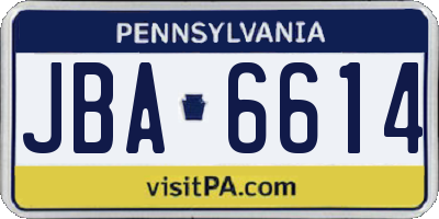 PA license plate JBA6614